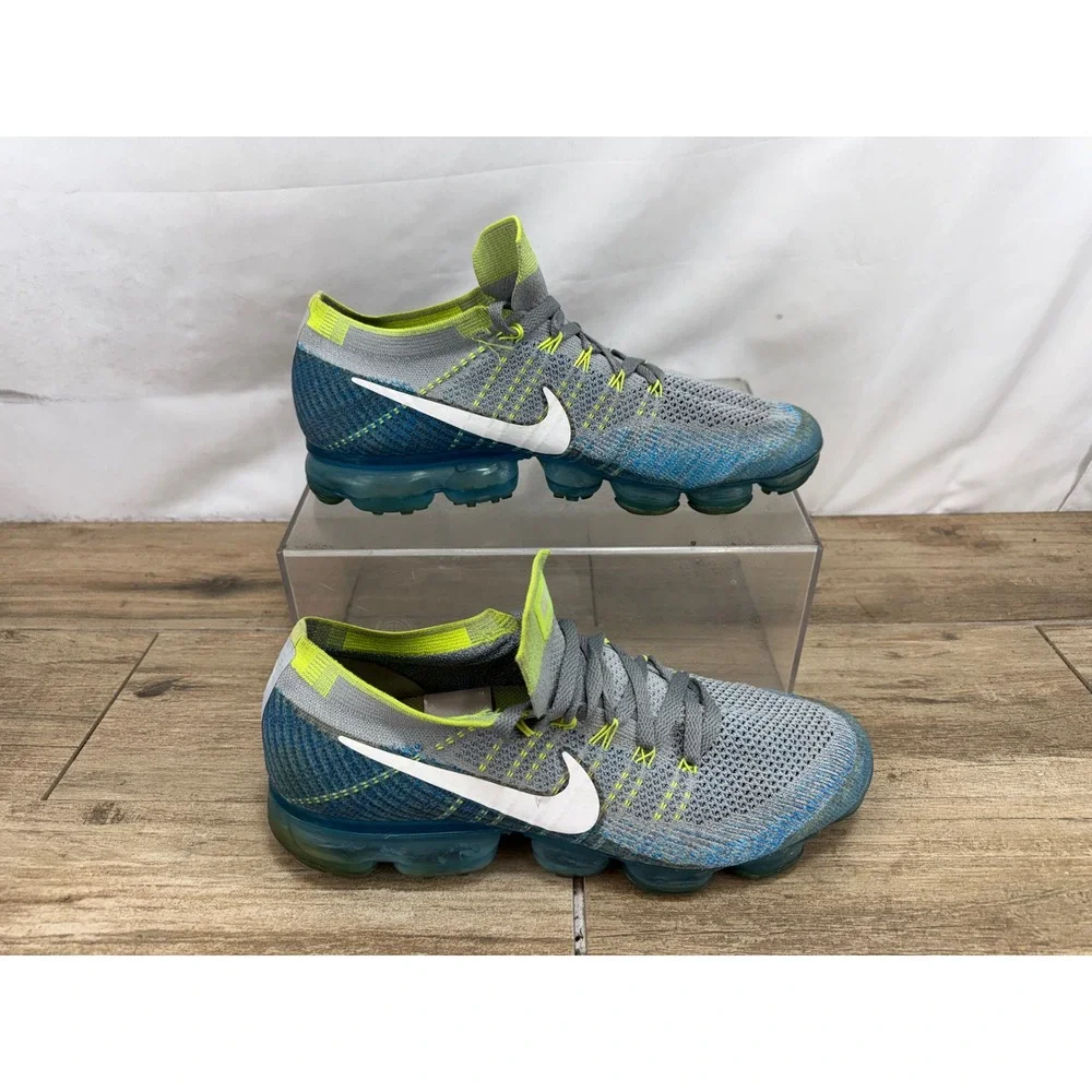 Nike Air VaporMax Flyknit‎ Cool Grey Blue Lagoon Volt 849558-022 Mens 11